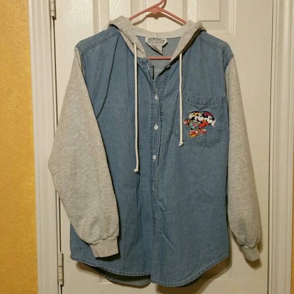 True Vintage Jackets & Blazers - True vintage 90's denim hoodie Mickey Minnie M